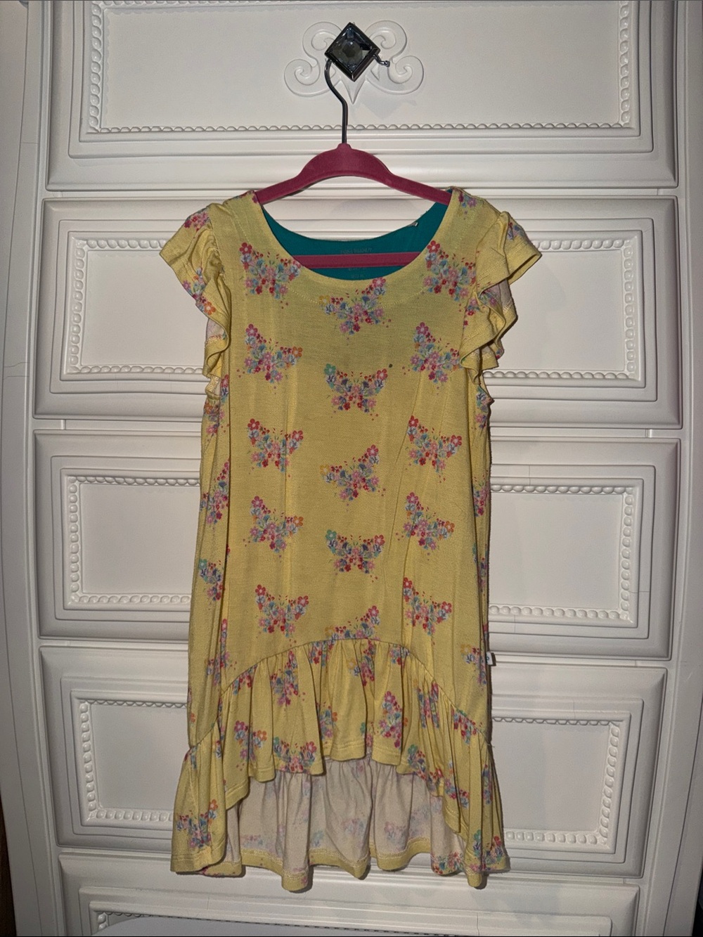 Posh Peanut 3T Girls' Yellow Floral Butterflies Ruffle Dress